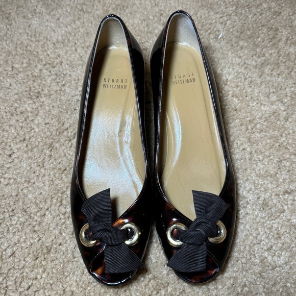 Stuart Weitzman Tortoise Peep Toe Kitten Heels - Picture 1 of 14